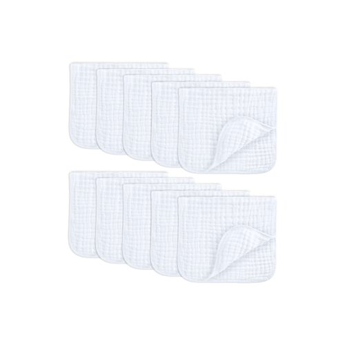 Muslin Burp Cloths - Pack of 10, One Size