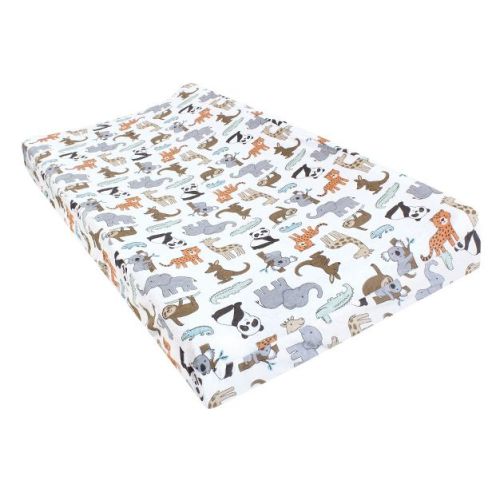 Hudson Baby Cotton Changing Pad Cover, Zoo Animals, One Size