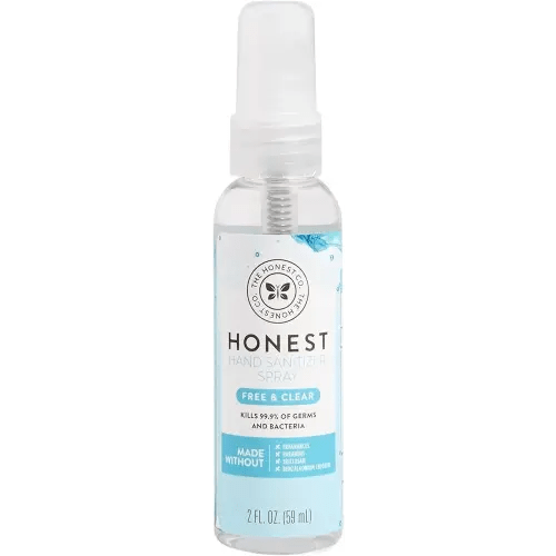 The Honest Company Plant-Based Hand Sanitizer Spray | Kills 99.9% of Germs | Hypoallergenic, Quick-drying + Moisturizing | Fragrance Free, 2 fl oz