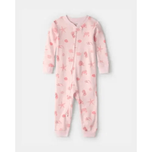 Baby Girl Seashell 100% Cotton Snug Fit 1-Piece Pajama - Pink | Carter's