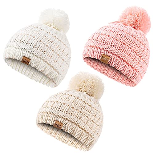 REDESS Baby Kids Winter Warm Hats, Infant Toddler Children Pom Pom Beanie Knit Cap Girls Boys