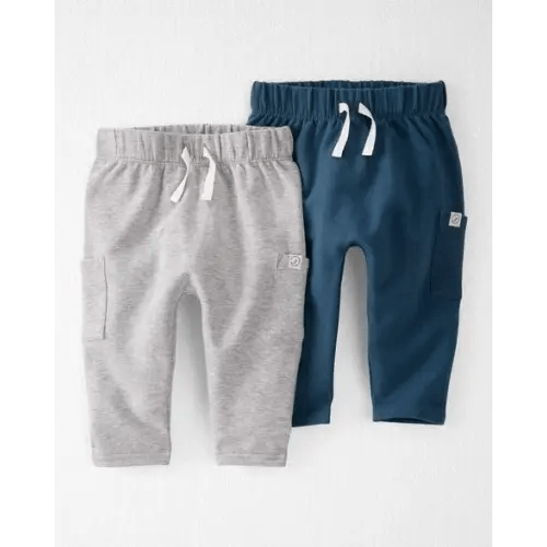 Baby 2-Pack Organic Cotton Pants in Heather Grey & Deep Teal