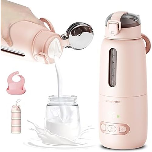 Portable Bottle Warmer for Travel, Portable Milk Warmer with 15000mAh Long Battery, Fast Heating for Breast Milk and Formula, Baby Milk Warmer Set, Fast Charging & Cordless Milk Warmer for on The go