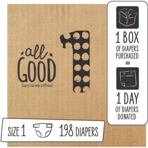 All Good Absorbent and Hypoallergenic Diapers, Size 1, 198 Ct