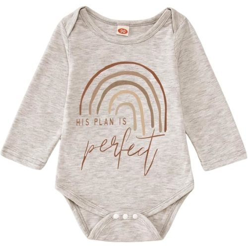 CM C&M WODRO Newborn Baby Boy Girl Bodysuit Answered Prayer Rainbow Onesie Romper Jumpsuit Long Sleeve Infant Outfit Clothes