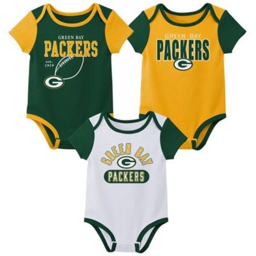 NFL Green Bay Packers Boys' White 3pk Bodysuit