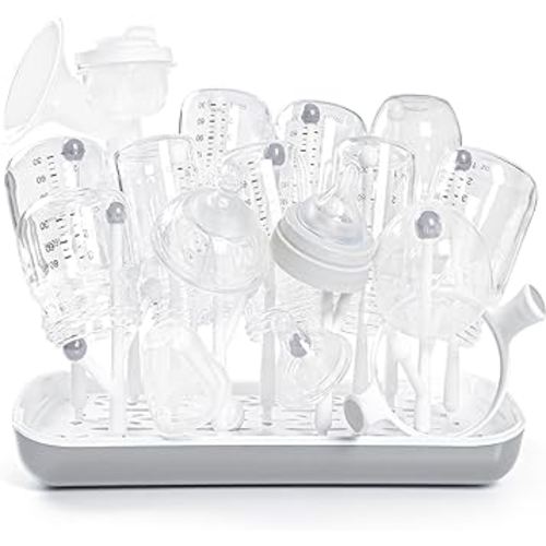 Baby Bottle Drying Rack with Tray, Termichy High Capacity Bottle Dryer Holder for Bottles, Teats, Cups, Pump Parts and Accessories, Gray