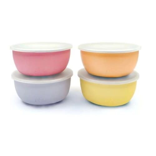 Stainless Steel Bowl with Silicone Sleeve + Lids