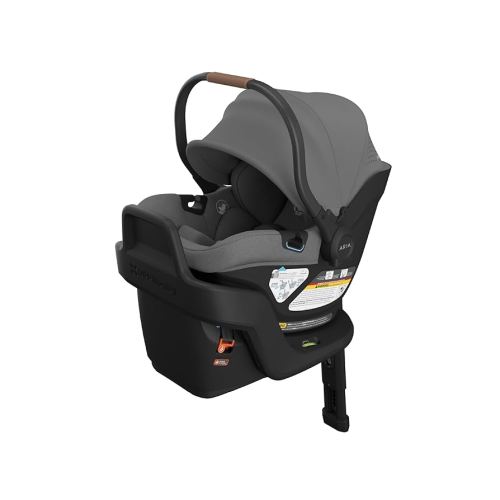 UPPAbaby Aria V2 Lightweight Infant Car Seat - Just Under 6 lbs - Base with Load Leg + Infant Insert + All-Weather FootCover Included - Direct Stroller Attachment - Greyson (Charcoal Mélange)