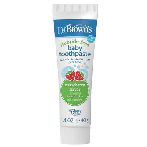 Dr. Brown's - Safe to Swallow Infant Training Dental Paste, Strawberry Flavor, Fluoride-Free, 1.4Oz