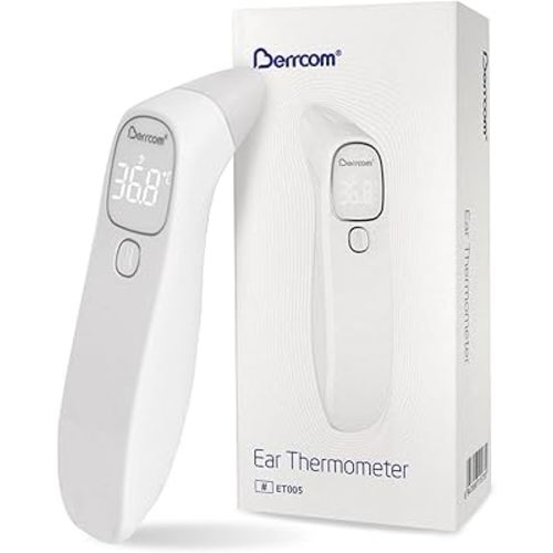 Berrcom Forehead and Ear Thermometer for Adults and Kids, Infrared Digital Thermometer with Fever Alarm, Large LED Display Baby Thermometer with Battery