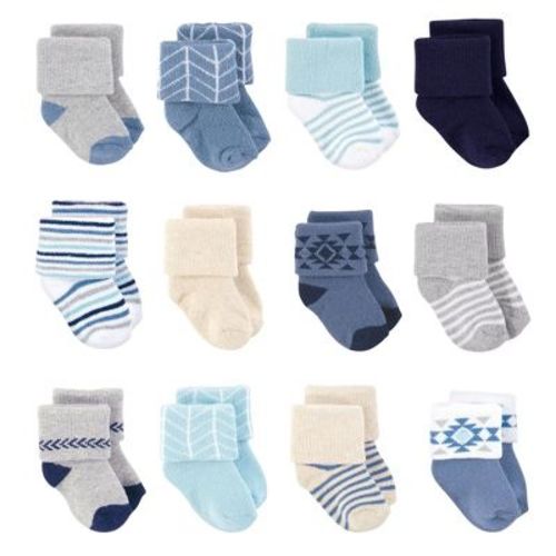 Hudson Baby Basics Infant Baby Cozy Terry Baby Sock 12-Pack, Jungle Explorer, 0-6 Months