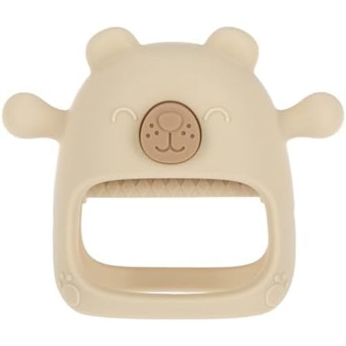 Nuby Silicone Wrist Teething Mitten - Baby Teether Ring - 3+ Months - Brown Bear