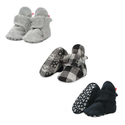 Organic Baby Booties Variety Pack - Check/Gray/Black – Zutano