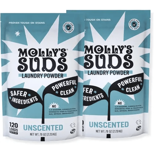 Molly's Suds Original Laundry Detergent Powder | Clean Laundry Detergent Powder for Sensitive Skin | Simple, Effective Ingredients, Stain Fighting | 240 Loads (Unscented)
