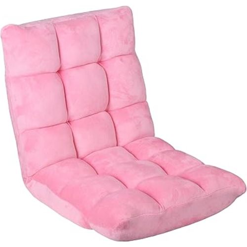 Nouva Adjustable Floor Chair 14-Position Sofa Bed Foldable Cushion Video Gaming Chairs Bean Bag Chair Reading Seating for Adults Kids Teens for Bedroom Living Room Indoor Use, Pink