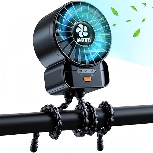 AMTIFO Portable Stroller Fan - 4-Speed Rechargeable USB Fan, Quiet Clip-on Baby Fans for Stroller Crib and Travel - Compact & Battery-Operated Cooling Fans for Baby Comfort on the Go