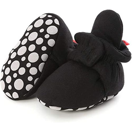 HsdsBebe Unisex Newborn Baby Cotton Booties Non-Slip Sole for Toddler Boys Girls Infant Winter Warm Fleece Cozy Socks Shoes