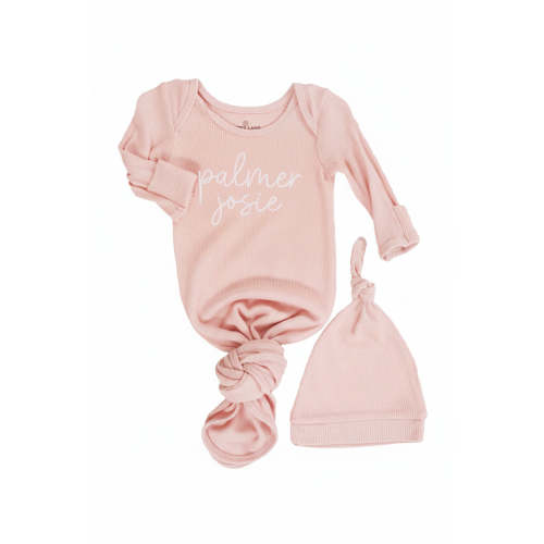 Girl Personalized Bamboo Newborn Baby Knot Gown & Hat