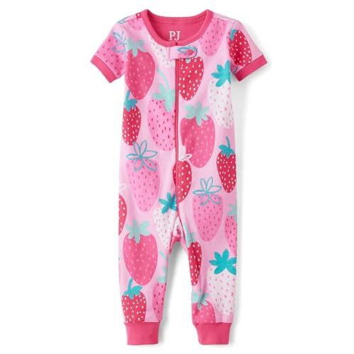 The Children's Place baby-girls And Newborn 100% Cotton Short Sleeve Zip Front One Piece Footless Pajamas
