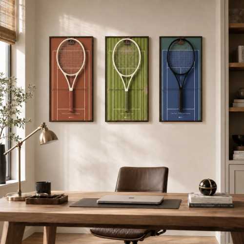 Tennis Racket Display Frame (Clay court) – Grand Slam Wall Art, Sports Memorabilia (Frame ONLY)