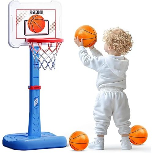Toddler Basketball Hoop Indoor for Age 1-3, Height Adjustable Poolside Basketball Hoop with 3 Balls, Mini Basketball Hoop Sport Toys Birthday for Toddler Boy Girl 1 2 3 4 Year
