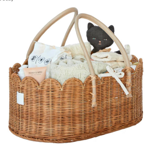 BEBE BASK Premium Baby Diaper Caddy Organizer - Handmade & Award-Winning Scalloped Rattan Basket - Luxury Diaper Caddy Basket - Elegant Scalloped Edge (Mocca): Baskets & Liners: Amazon.com.au