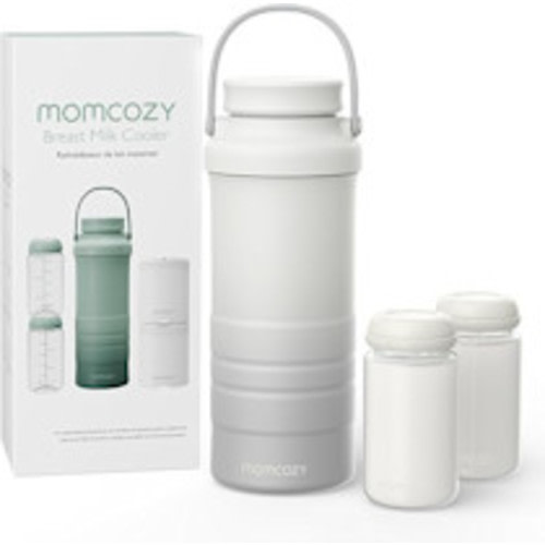 Momcozy 22oz Portable Breast Milk Cooler for Outdoor, Life Saver with 360° Total Cooling for 24 Hours, Larger Capacity Travel Breastmilk Chiller with 2pcs Baby Bottles for Breastmilk Storage, Cream