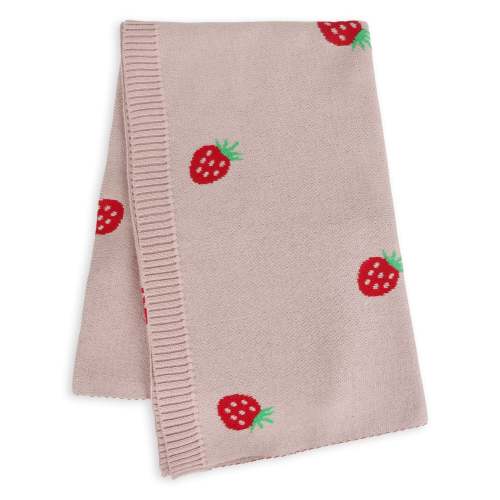 Strawberry - Jacquard Sweater Knit Baby Blanket (Organic Cotton)