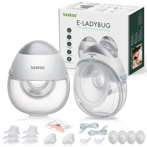 haakaa E-Ladybug Wearable Electric Breast Pump – Ultra-Slim Hands-Free Pump, 3 Modes & 12 Suction Levels, Micro-Vibration Technology, Leakproof 180ml Cup, Quiet In-Bra Design 2-Pack HSA/FSA Eligible