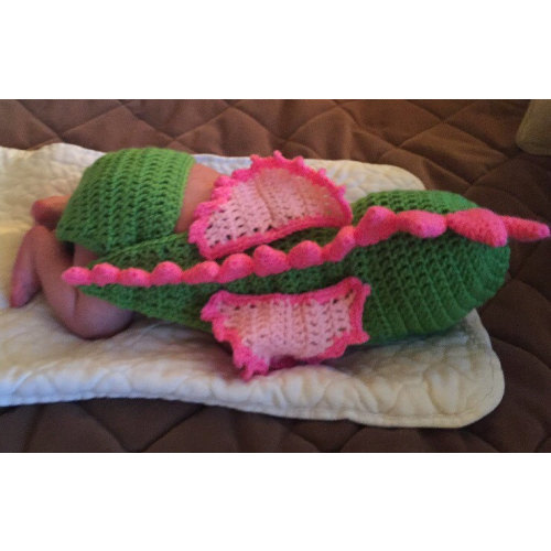 Newborn Dragon Outfit: Crochet Baby Hat, Diaper Cover, Photo Prop
