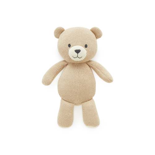 Brown Knitted Bear Toy - Soft Toys - Purebaby - Purebaby