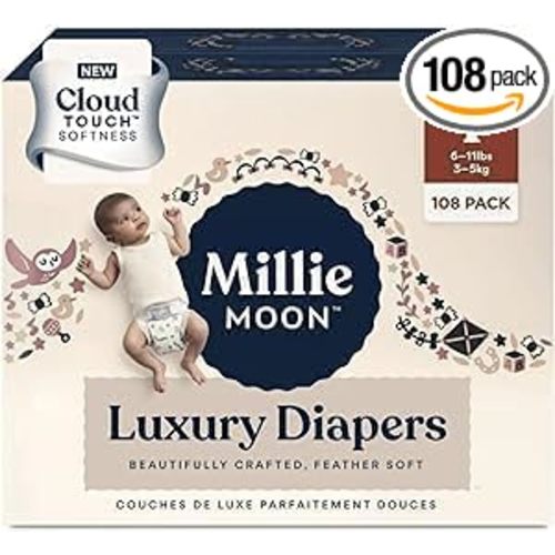 Millie Moon Luxury Diapers (Size-1 and Count-108) Diaper Weight Range: 6 to 11 lbs(Pack of 1)