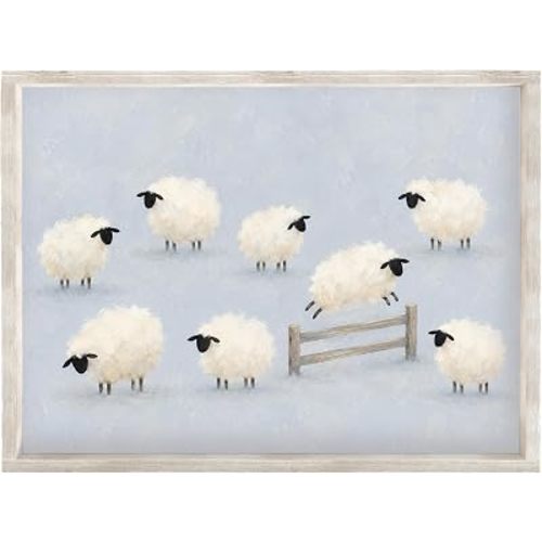Counting Sheep Nursery Wall Art Whimsical Bedtime Unframed Print