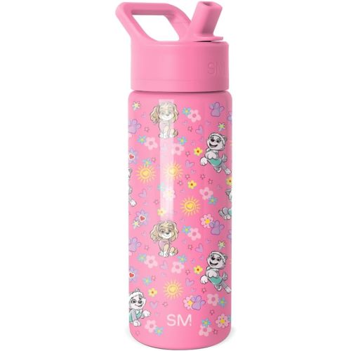 Simple Modern Paw Patrol Kids Summit Water Bottle with Straw Lid | 18oz Stainless Steel Cup Insulated Tumbler for Toddlers, School | Sunny Florals