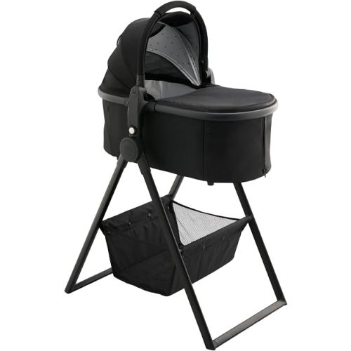 Mockingbird Bassinet with Stand Bundle, Mattress & Sheet Included, Black