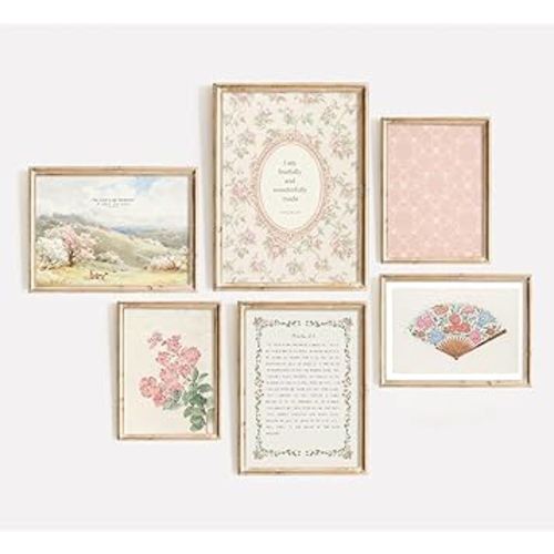 Christian Nursery Wall Art Bible Verse Canvas Wall Decor Girl Floral Wall Art Aesthetic Scripture Pictures Jesus Religious Posters Pink Flower Prints Vintage Artwork for Bedroom 8x10x6 Inch Unframed