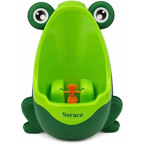Soraco Cute Frog Potty Training Urinal for Boys with Funny Aiming Target, Toddler Urinals for Potty Training (Green)