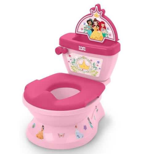 Bright Starts Disney Junior Princess My Size Potty Training Toilet, Toddler Potty Chair with Flushing & Cheering Sounds, Removable Seat with Splash Guard & Handles, Ages 18+ Months, Up to 50 lbs