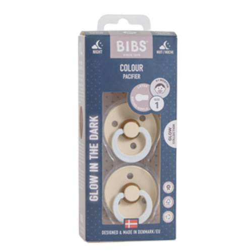 Bibs Colour Pacifier Glow In The Dark Vanilla Size 1 2 Pack