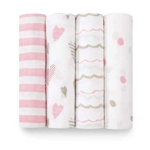 Heart Breaker Organic 4-Pack Muslin Swaddles