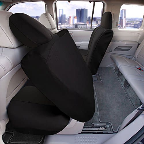 FH Group Full Cover Rear Bench Car Seat Cover – Universal Fit, Split Bench Design with Zipper, Compatible with 60/40 & 40/60 Split Seats, SUV & Van – Black