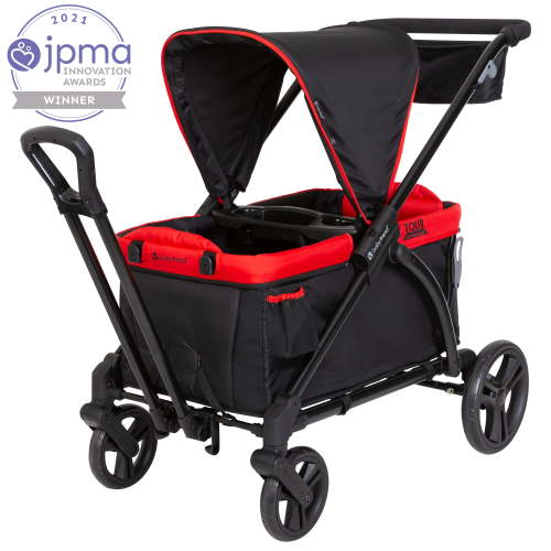 Baby Trend Tour 2-in-1 Stroller Wagon with Seats & Canopy, Perfect for Travel - Mars Red