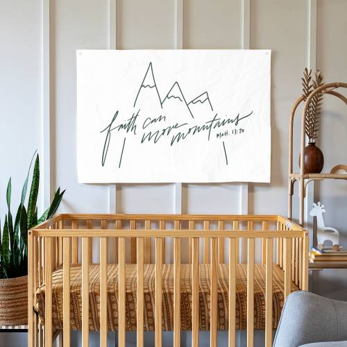 Faith Can Move Mountains Flag: Hand Lettered Cotton Canvas Banner | 428