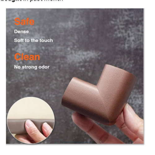 Roving Cove HeftyFit Edge Corner Protector Baby Proofing (Large 18ft Edge 8 Corners), Heavy-Duty, Soft NBR Rubber Foam, Furniture Fireplace Safety Bumper Guard, 3M Adhesive, Coffee Brown