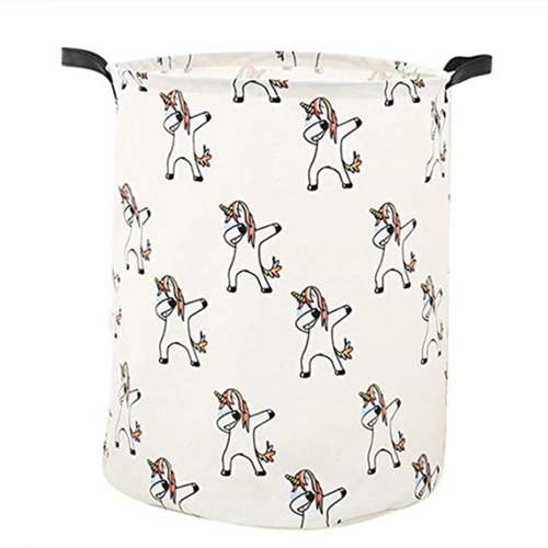 Large Basket - Large Sized Laundry Hamper with Handle, Collapsible & Convenient Home Organizer Containers for Kids Toys, Baby Clothing ( Round - Multi-Unicorn )