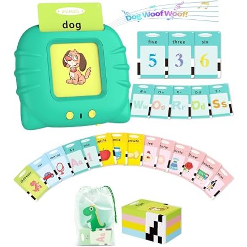 Talking Flash Cards for Toddlers 1-5 Years Old, Upgraded 536 Sight Words with 6 Songs Montessori Autism Sensory Toys, Educational Learning Speech Therapy Birthday Gifts for Boys Girls (Green)