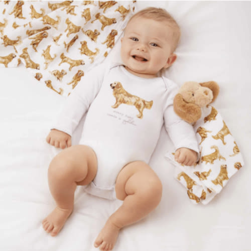 Golden Dog Bodysuit and Bib Set | Mud Pie