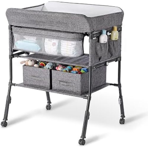 TODEFULL Baby Changing Table, Portable Changing Table with 4-Level Height