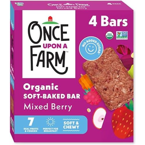 Once Upon A Farm Organic Mixed Berry Soft-Baked Bars, 4 Count